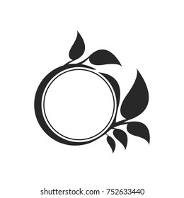 Simple vegetable frame template with leaves. Organic leaf logo template.