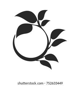 Simple vegetable frame template with leaves. Organic leaf logo template.