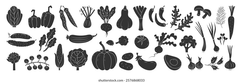 Simple vegetable icon. Onion, salad and tomato. Silhouette food design. Kitchen logo, simple black logotype or badge. Fruits of agriculture. Farm healthy food. Vector minimal isolated illustration