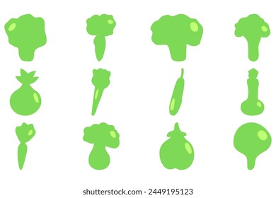 Simple vegetable icon set. Healty food flat design