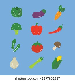 Simple Vegetable Illustration Design Set
