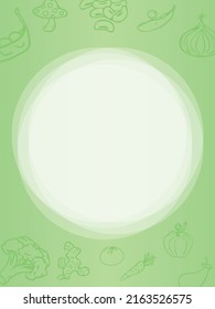Simple vegetable pattern and translucent circle with light green gradient vector background