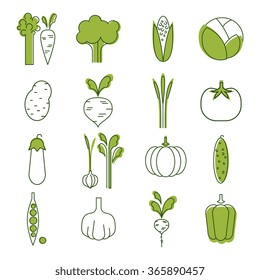 Simple Vegetable Set. Handdrawn Illustration