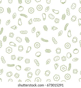 Simple Vegetables Icon Seamless Pattern. Vector illustration