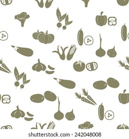 simple vegetables icons seamless white pattern eps10