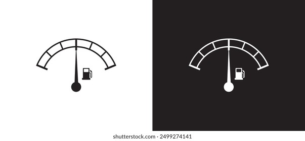 Simple Vehicle fuel indicator icon in line shape, full and empty flat icon, gas and fuel meter flat icon, fuel pump nozzle symbol, Gas Tank vector illustration on black and white background. Eps10