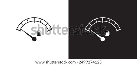 Simple Vehicle fuel indicator icon in line shape, full and empty flat icon, gas and fuel meter flat icon, fuel pump nozzle symbol, Gas Tank vector illustration on black and white background. Eps10