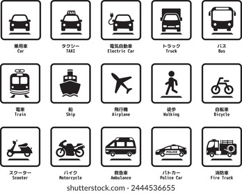 Simple vehicle icon set Pictograms