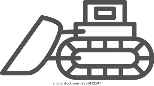 Simple vehicle line drawing single item icon bulldozer