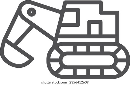 Simple vehicle line drawing single item icon excavator car