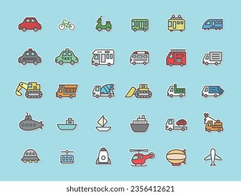 Simple vehicle sticker icon set