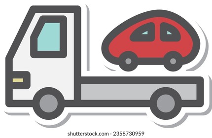 Icono de un solo elemento pegatina de vehículo simple Camión de remolque