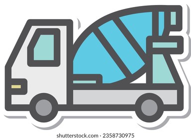 Simple vehicle sticker single item icon mixer truck