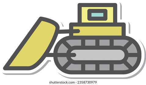 Simple vehicle sticker single item icon bulldozer