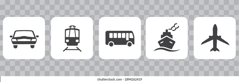 Simple vehicle and transportation icon set