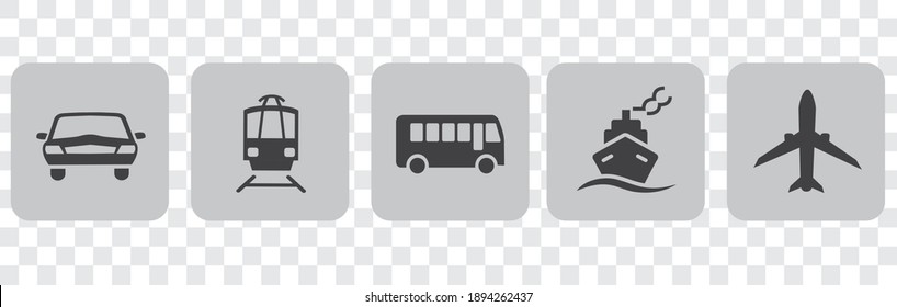 Simple vehicle and transportation icon set
