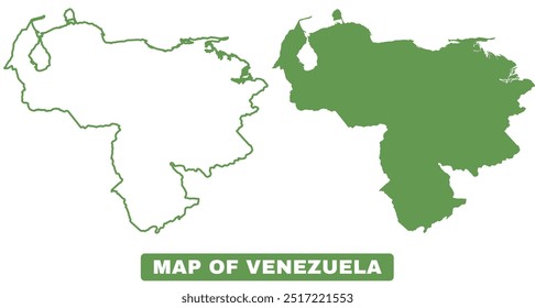 Einfache Venezuela Umriss Flat Map Vektorgrafik-Set