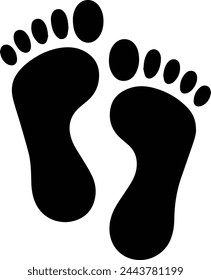 A simple and versatile black footprint silhouette. This vector can be used for a variety of purposes, including tracking, walking, hiking, and travel themes.