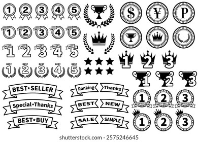 A simple and versatile monochrome icon set, perfect for rankings and awards. Ideal for web design, promotional materials, posters, and more.