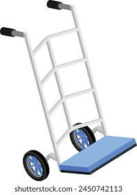 A simple and versatile vector illustration of a blue platform hand truck.
