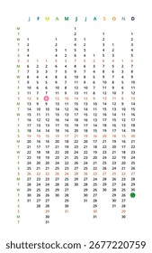 Simple vertical 2026 year calendar, easy edit