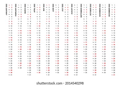 Simple vertical calendar template year 2022. Vertical vector calendar.