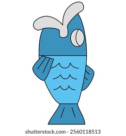 A simple vertical fish illustration seen from the side