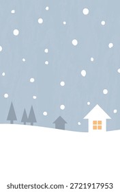 Ilustración de Vertical simple de una tarjeta de felicitación de invierno con un paisaje nevado