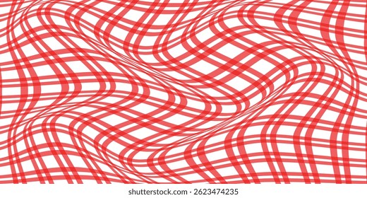 simple vertical red, white plaid line wave pattern.