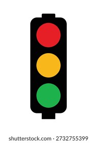 A simple vertical traffic light signaling red yellow and green lights in an orderly sequence