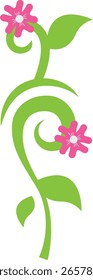 Parra de Vertical simple con ilustración de flor rosa, perfecta como decoración de borde superior o elemento de marco en diseños botánicos.