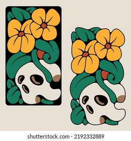 simple but very cool, floral design with human skull. very suitable for use for clothing merchandise.