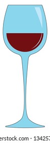 Simple vetor illustration of a wine glass with red wine white background 