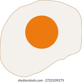 Una representación gráfica simple y vibrante de un huevo frito clásico, perfecto para temas de desayuno o diseños relacionados con la comida, con una yema de color naranja brillante y blanco cremoso