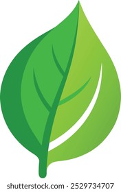 Simple, vibrant green leaf icon, perfect for eco-friendly themes, environmental care, and organic products