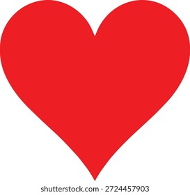 A simple vibrant red heart shape is prominently displayed against a clean stark white background symbolizing love