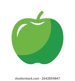 A simple and vibrant vector illustration of a green apple, perfect for representing healthy eating, organic food, nature, and fresh produce designs.