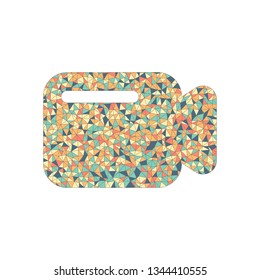 Simple video camera icon. Colored mosaic with polygons