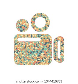 Simple video camera icon. Colored mosaic with polygons