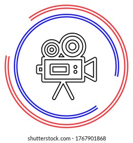 Simple Video Camera. Thin line pictogram - outline editable stroke