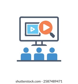 Simple Video Lecture Icon for Education