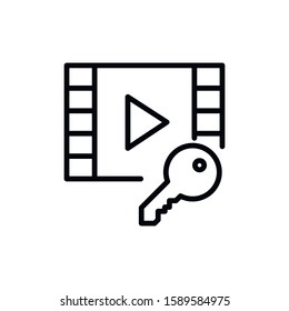 Simple video player line icon. Stroke pictogram. Vector illustration isolated on a white background. Premium quality symbol. Vector sign for mobile app and web sites.