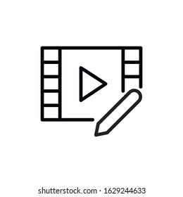 Simple video player line icon. Stroke pictogram. Vector illustration isolated on a white background. Premium quality symbol. Vector sign for mobile app and web sites.