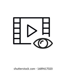 Simple video player line icon. Stroke pictogram. Vector illustration isolated on a white background. Premium quality symbol. Vector sign for mobile app and web sites.