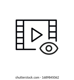 Simple video player line icon. Stroke pictogram. Vector illustration isolated on a white background. Premium quality symbol. Vector sign for mobile app and web sites.