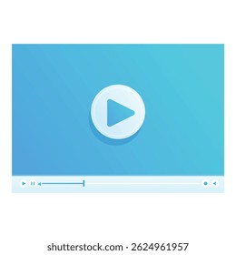 Simple video player is paused with play button visible over blue background