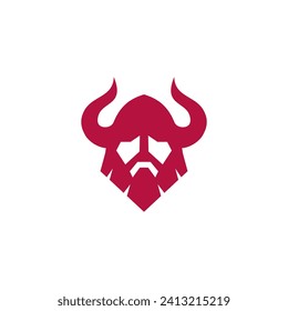 logo simple de la cara de la cabeza de Viking. Resumen de la ilustración del vector del icono de Viking geométrico