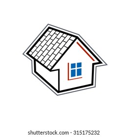 Simple village mansion icon, vector abstract house. Country house, conceptual sign best for use in graphic and web design.