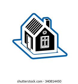Simple village mansion icon, vector abstract house. Country house, conceptual sign best for use in graphic and web design.