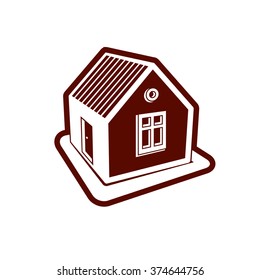 Simple village mansion icon, vector abstract house. Country house, conceptual sign best for use in graphic and web design.